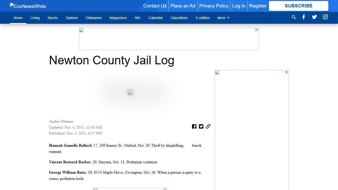 Newton County Jail Log - The Covington News